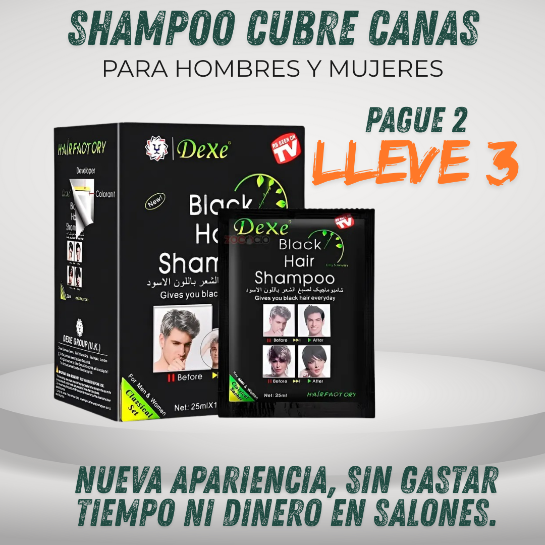 ¡Nuevo! Shampoo CUBRE CANAS X 10 SOBRES - Rejuvenece al instante, desde casa